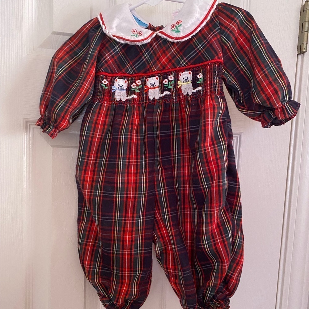 Vintage Smocked Kitty‎ Romper